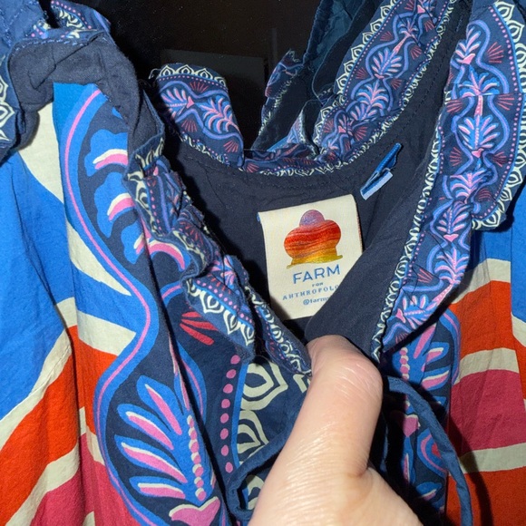 FARM Rio Navy Multicolor Paisley Ruffle-Neck Blouse - Picture 5 of 5